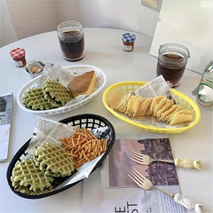 3pcs Plastic Bread Basket Hamburger Popcorn Fries Basket