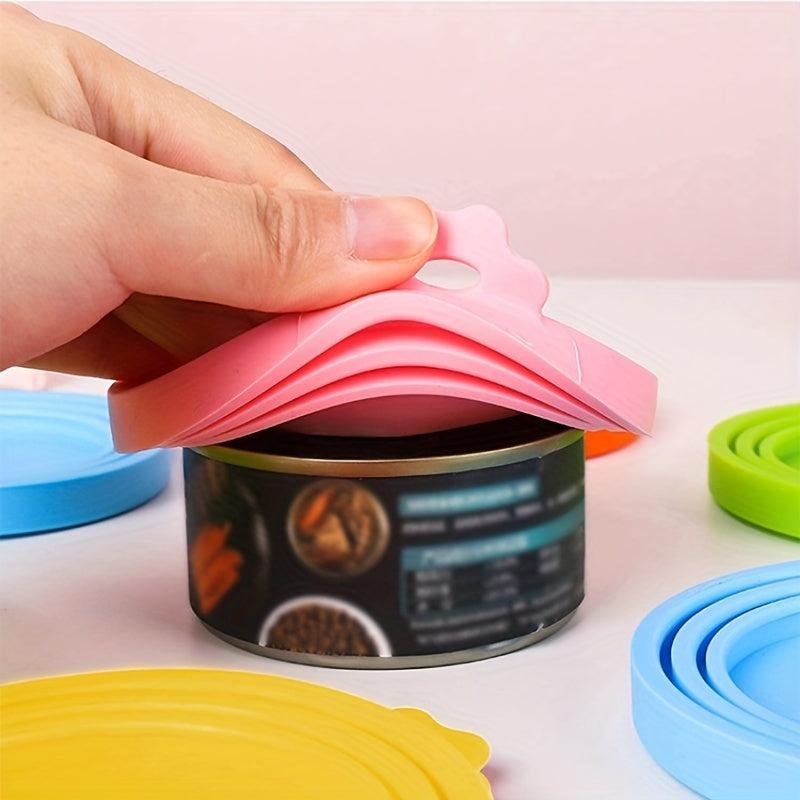 4pcs Silicone Can Lids for Pet Food, Universal 3 In 1, Dog Cat, Kitchen Gadgets