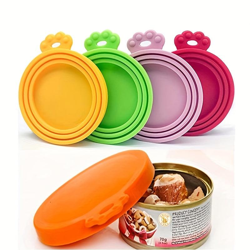 4pcs Silicone Can Lids for Pet Food, Universal 3 In 1, Dog Cat, Kitchen Gadgets