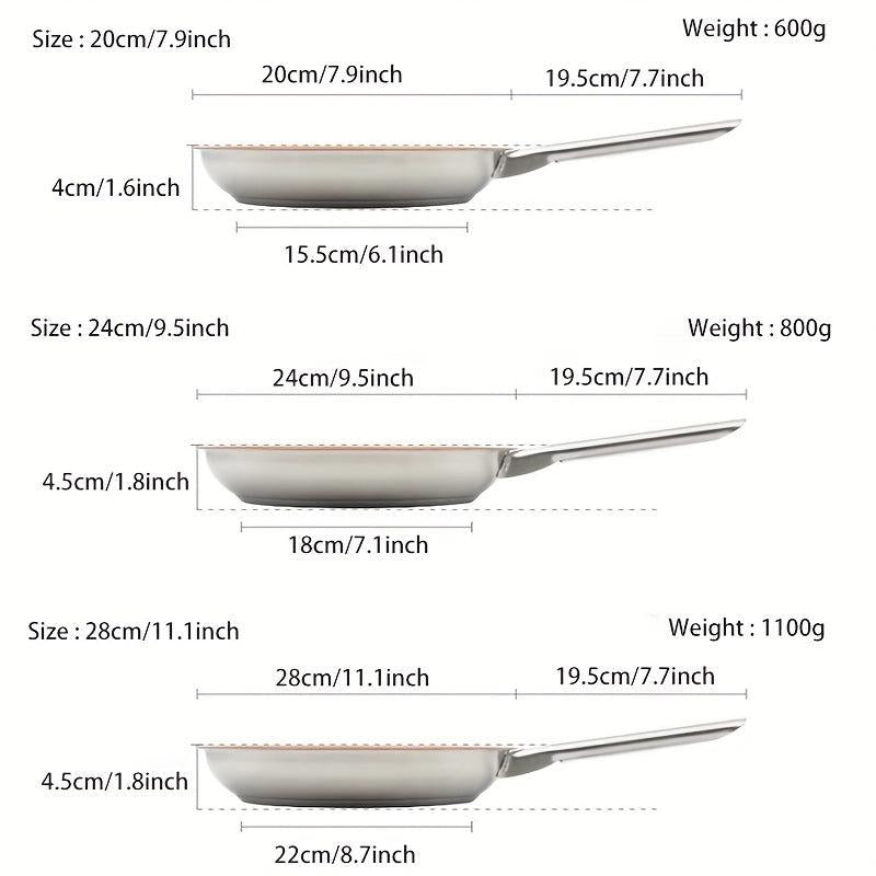 Nonstick Stainless Steel Frying Pan for Gas Stove Top & Induction Cooker