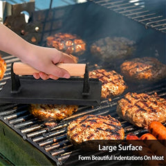 Cast Iron Meat Press Plate for Grilling BBQ Sandwiches
