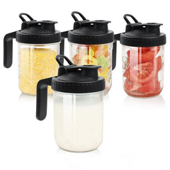 Mason Jar Lids w/ Pour Spout & Handle Airtight Leak-proof Cap