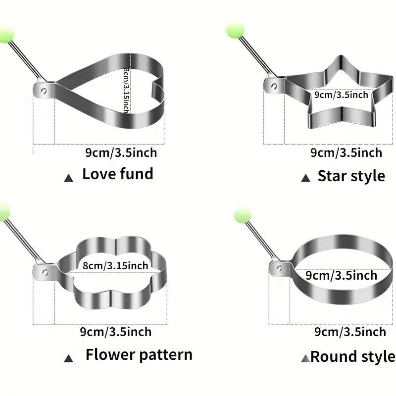 4pcs Stainless Steel Egg Pancake Shaper Omelette Mold Frying Egg Tools