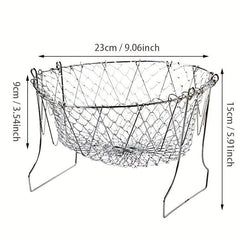 Foldable Stainless Steel Fry Basket Frying Strainer Net