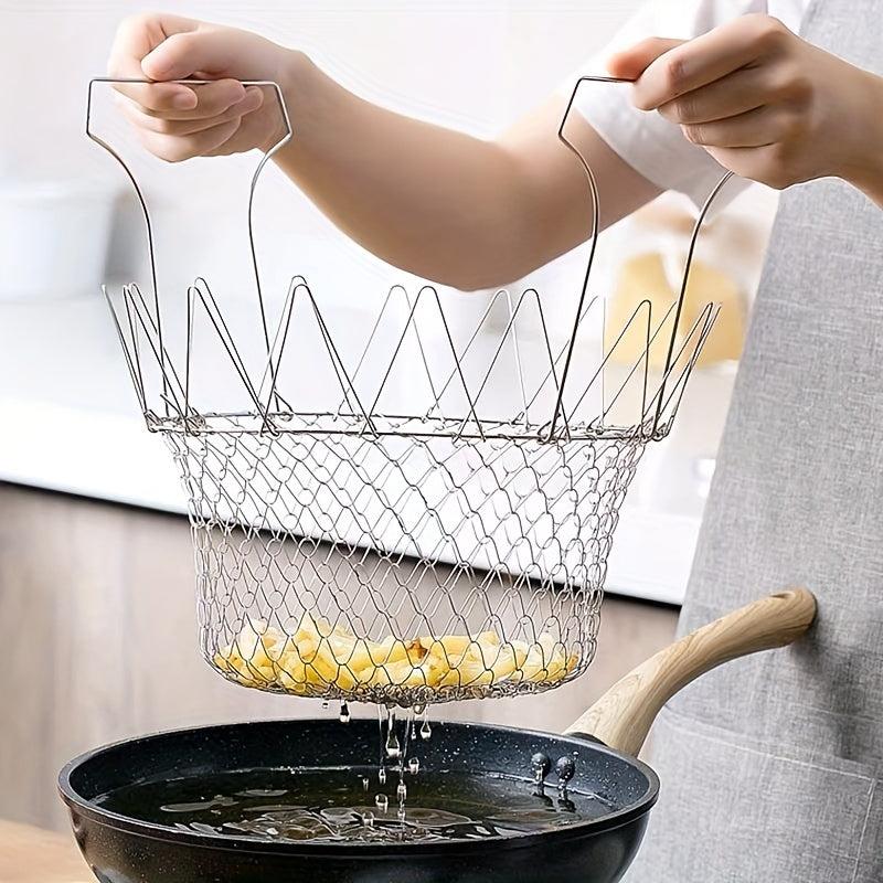 Foldable Stainless Steel Fry Basket Frying Strainer Net