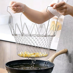 Foldable Stainless Steel Fry Basket Frying Strainer Net