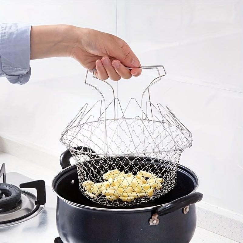 Foldable Stainless Steel Fry Basket Frying Strainer Net