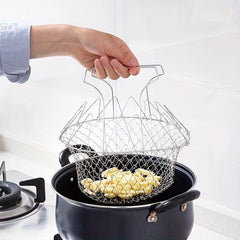 Foldable Stainless Steel Fry Basket Frying Strainer Net