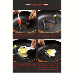 10 Pcs Stainless Steel Love Shaped Egg Frying Mold Set