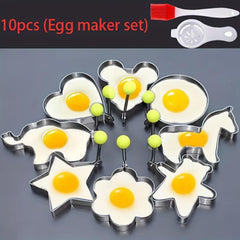 10 Pcs Stainless Steel Love Shaped Egg Frying Mold Set