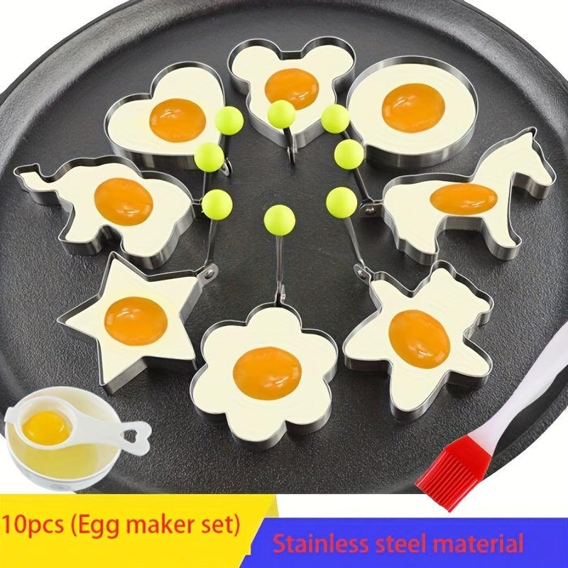 10 Pcs Stainless Steel Love Shaped Egg Frying Mold Set