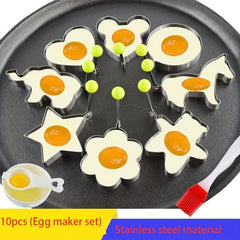 10 Pcs Stainless Steel Love Shaped Egg Frying Mold Set
