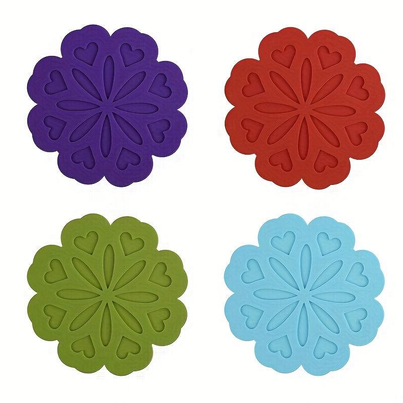 Silicone Trivet Mat Flower Shaped Hot Dishes Holders