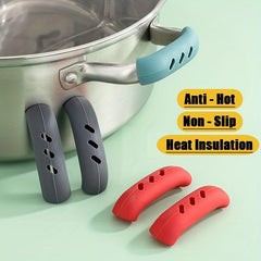 4pcs Silicone Pan Handle Cover Heat Insulation Non Slip Holder Kitchen Tool