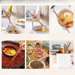 5 Pairs Chicken Wing Wood Chopsticks, Extended, Anti-scalding
