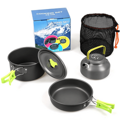 3pcs Camping Cookware Kit Aluminum Outdoor Cooking Set