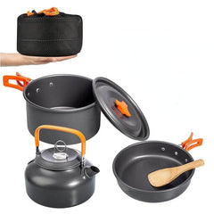 3pcs Camping Cookware Kit Aluminum Outdoor Cooking Set
