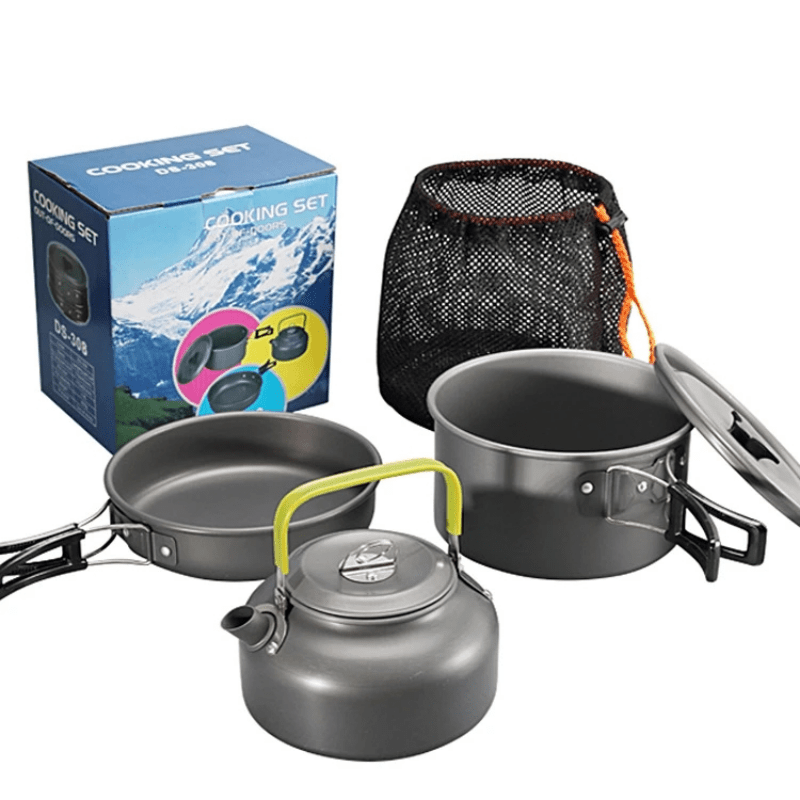 3pcs Camping Cookware Kit Aluminum Outdoor Cooking Set