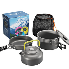 3pcs Camping Cookware Kit Aluminum Outdoor Cooking Set