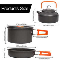 3pcs Camping Cookware Kit Aluminum Outdoor Cooking Set