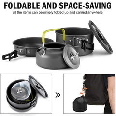3pcs Camping Cookware Kit Aluminum Outdoor Cooking Set