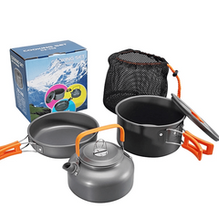 3pcs Camping Cookware Kit Aluminum Outdoor Cooking Set