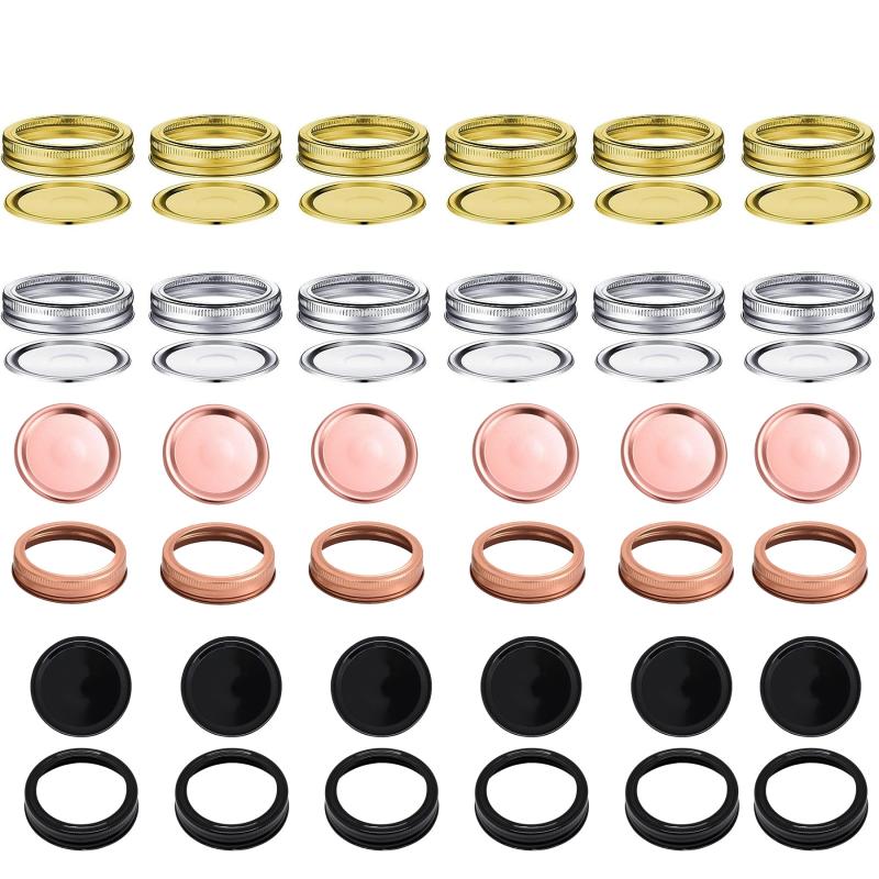 24 Pcs Split Type Leak Proof Mason Jar Lids & Rings - Stainless Steel
