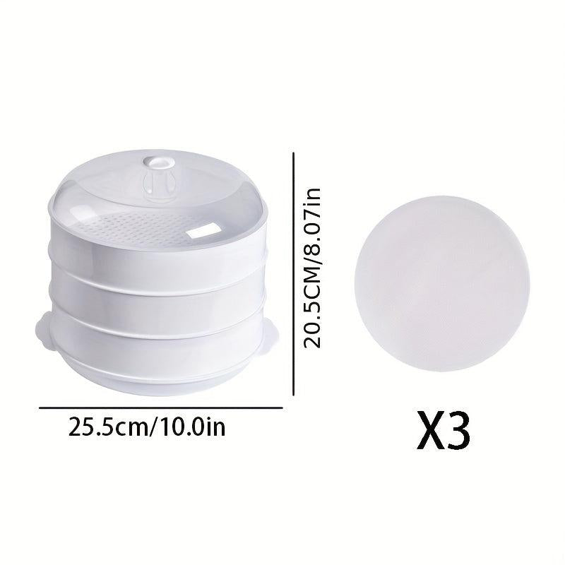 Microwave Steamer with Liner and Lid for Cooking, Bun Bread, Kitchen Supplies