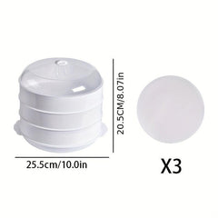 Microwave Steamer with Liner and Lid for Cooking, Bun Bread, Kitchen Supplies