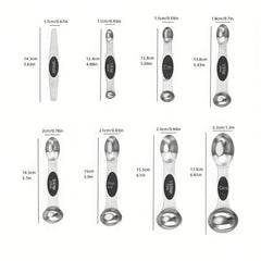 8 Magnetic Stainless Steel Measuring Spoons for Dry and Liquid Ingredients