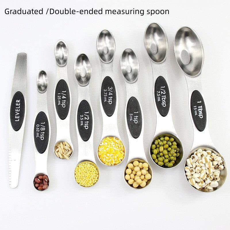 8 Magnetic Stainless Steel Measuring Spoons for Dry and Liquid Ingredients