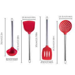 Silicone Shovel Spoon Set Non stick Cooking Spatula Kitchen Colander