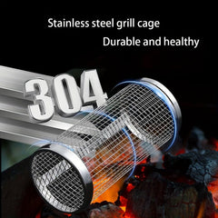 Stainless Steel Mesh Drum Grill Basket Non-stick Reusable Round