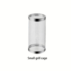 Stainless Steel Mesh Drum Grill Basket Non-stick Reusable Round