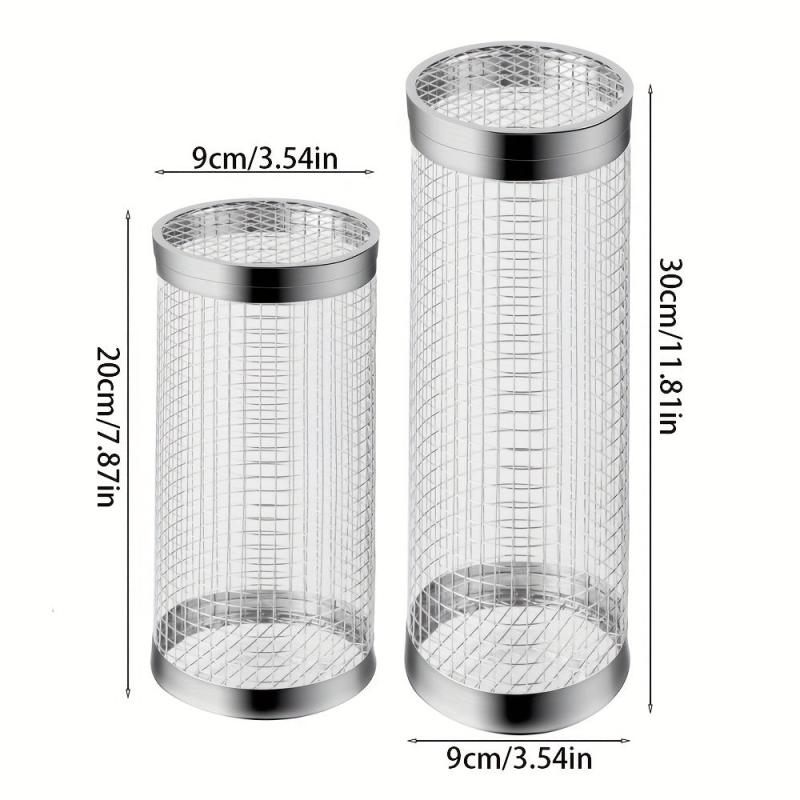 Stainless Steel Mesh Drum Grill Basket Non-stick Reusable Round