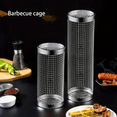 Stainless Steel Mesh Drum Grill Basket Non-stick Reusable Round
