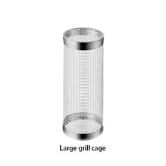 Stainless Steel Mesh Drum Grill Basket Non-stick Reusable Round