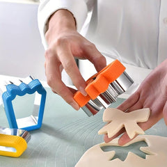 6pcs Biscuit Cutters Cookie Stamps Plunger Cutter Fondant Molds Embossing Mold