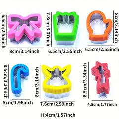 6pcs Biscuit Cutters Cookie Stamps Plunger Cutter Fondant Molds Embossing Mold