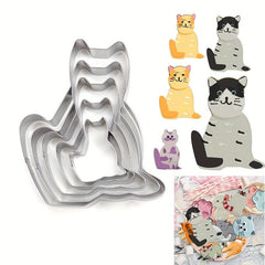 5pcs Cat Shaped Biscuit Cutter Halloween Cat Mold