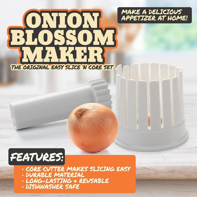 Home Onion Slicer Blossom Maker w Core Cutter & Guide Durable