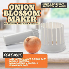 Home Onion Slicer Blossom Maker w Core Cutter & Guide Durable