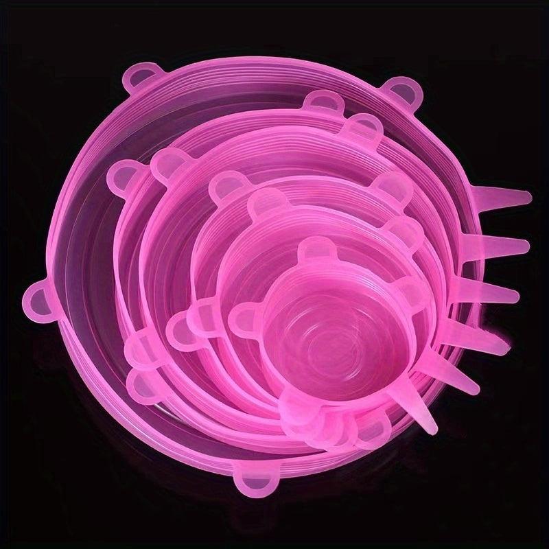 Set of 6 Silicone Stretch Lid Universal Food Packaging Bowl Pot Fresh Cover