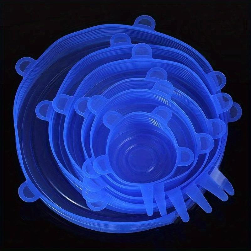 Set of 6 Silicone Stretch Lid Universal Food Packaging Bowl Pot Fresh Cover