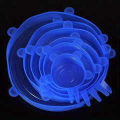 Set of 6 Silicone Stretch Lid Universal Food Packaging Bowl Pot Fresh Cover