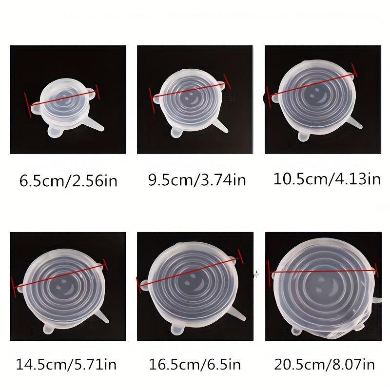 Set of 6 Silicone Stretch Lid Universal Food Packaging Bowl Pot Fresh Cover