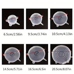 Set of 6 Silicone Stretch Lid Universal Food Packaging Bowl Pot Fresh Cover