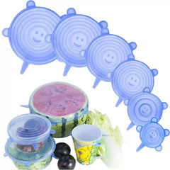 Set of 6 Silicone Stretch Lid Universal Food Packaging Bowl Pot Fresh Cover