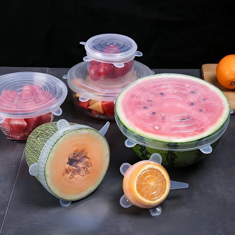 Set of 6 Silicone Stretch Lid Universal Food Packaging Bowl Pot Fresh Cover