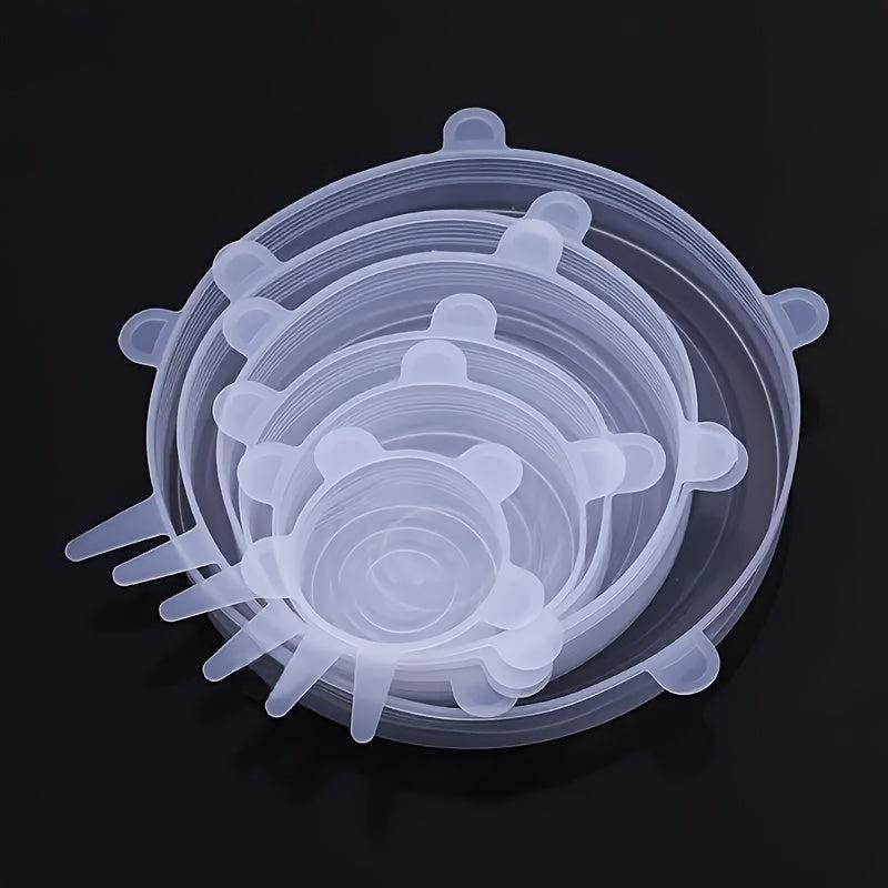 Set of 6 Silicone Stretch Lid Universal Food Packaging Bowl Pot Fresh Cover
